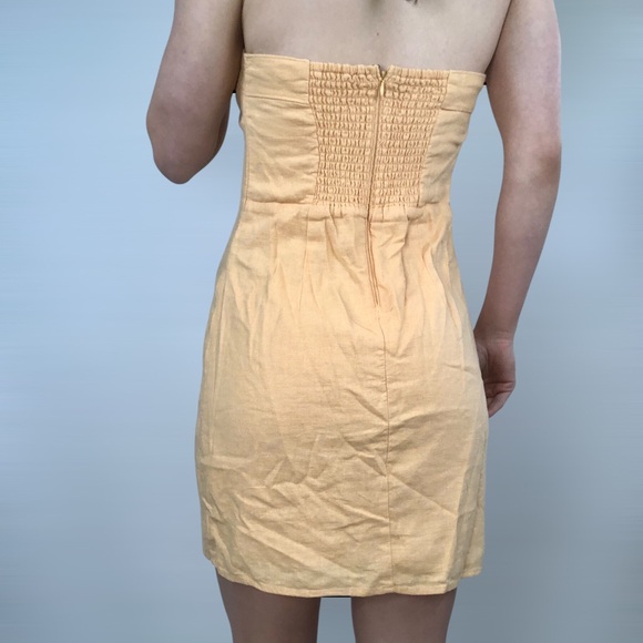 NEW Abercrombie and Fitch Halter Linen Smocked Mini Dress Orange Size M - Picture 7 of 11